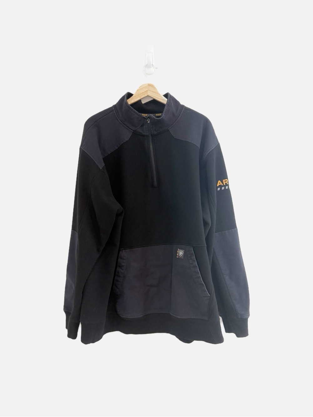 Ariat Rebar Men’s 1/4 Zip Work Sweatshirt Black Outdoor Construction Size XXL T
